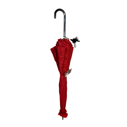 Boutique Triple Frill Stick Auto Umbrella RED