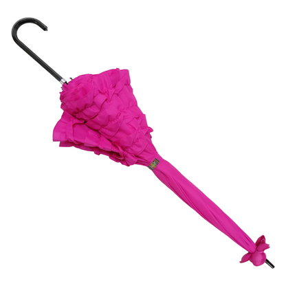 Boutique Triple Frill Stick Auto Umbrella Rose red