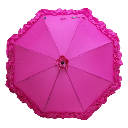 Boutique Triple Frill Stick Auto Umbrella Rose red