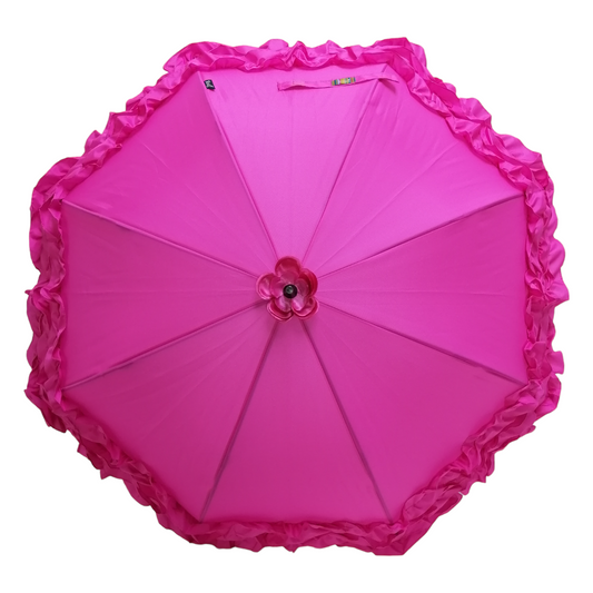 Boutique Triple Frill Stick Auto Umbrella Rose red