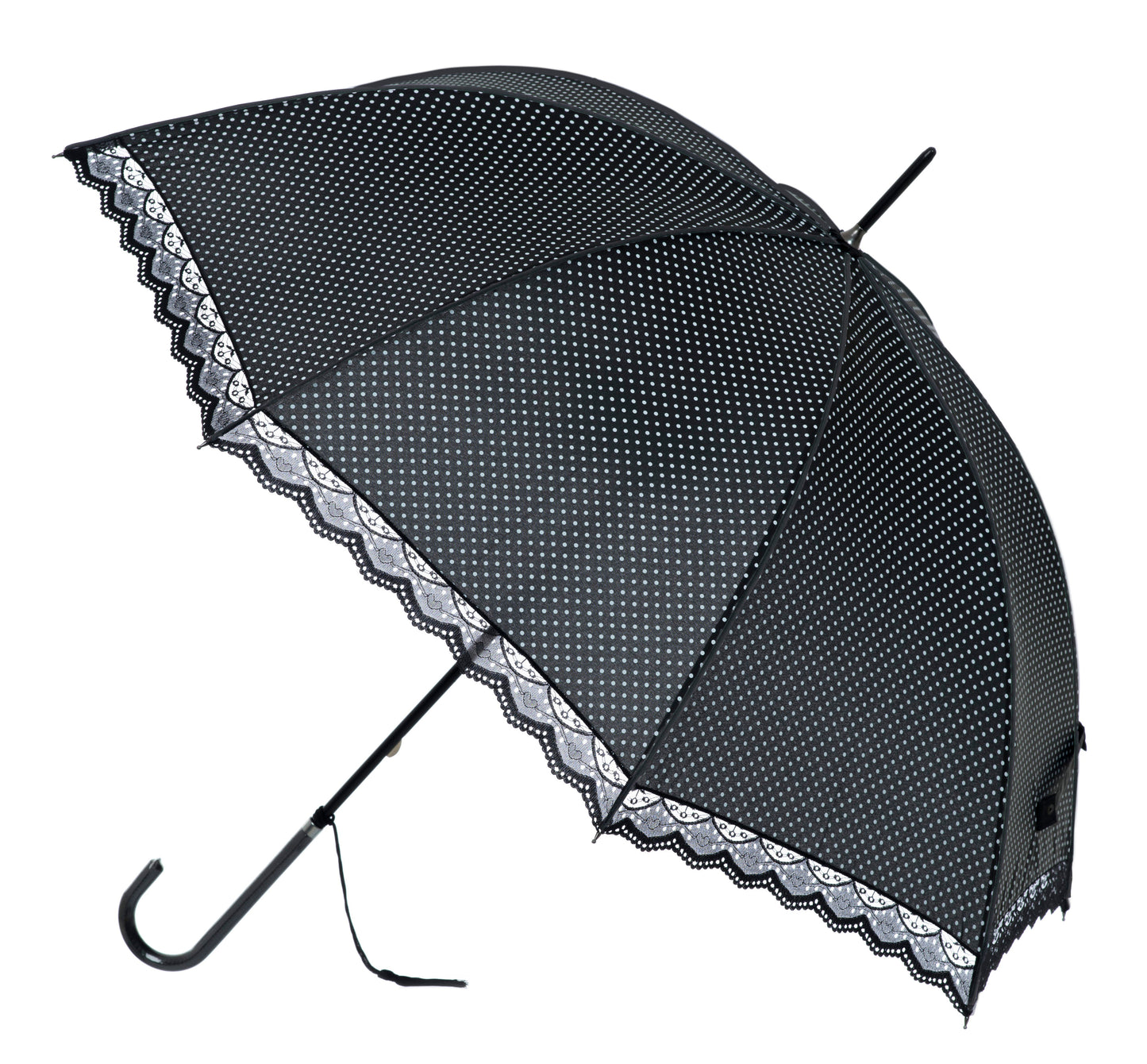 Boutique Classic with Lace Piped Black/White Umbrella