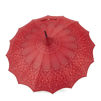 Boutique Patterned Pagoda with Scalloped edge Red