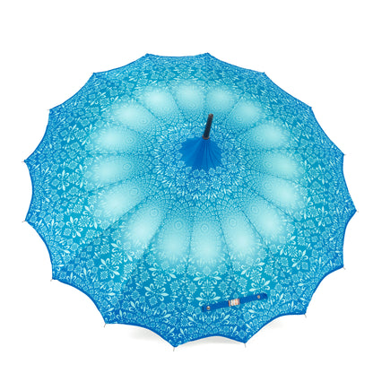 Boutique Patterned Pagoda with Scalloped edge Teal