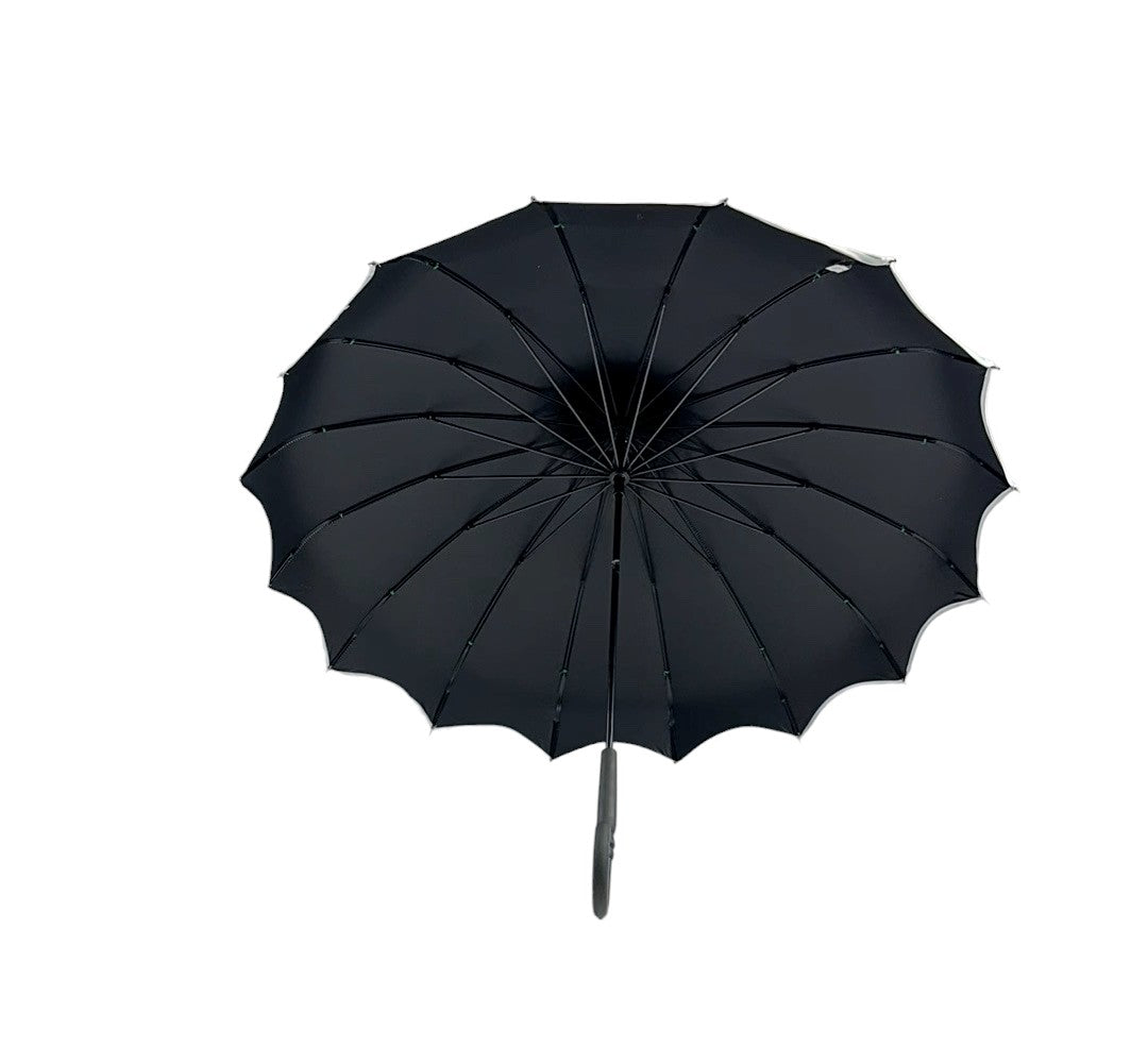 Boutique Polka Dot Ribbed Pagoda Umbrella Green