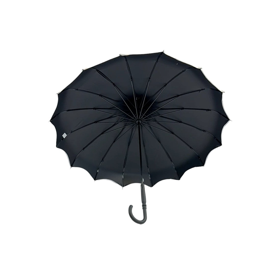 Boutique Polka Dot Ribbed Pagoda Umbrella Yellow