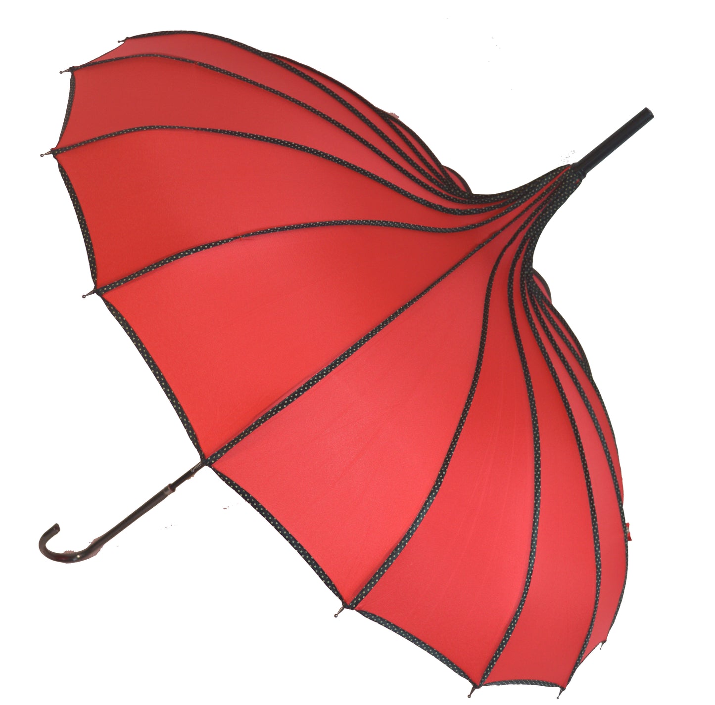 Boutique RIBBED Pagoda Umbrella  Red