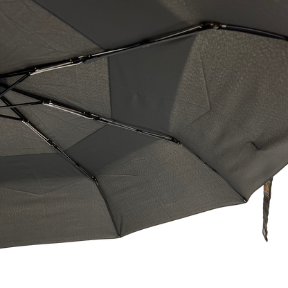 Gents Auto Compact Umbrella Black (Wood effect/Matt ABS handle)