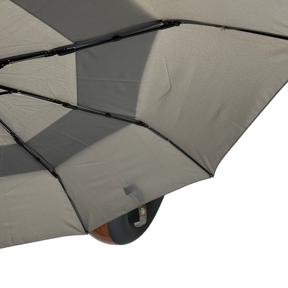 Gents Auto Compact Umbrella Grey with hook handle