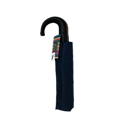 Gents Auto Compact Umbrella Navy (Wood effect/Matt ABS handle)