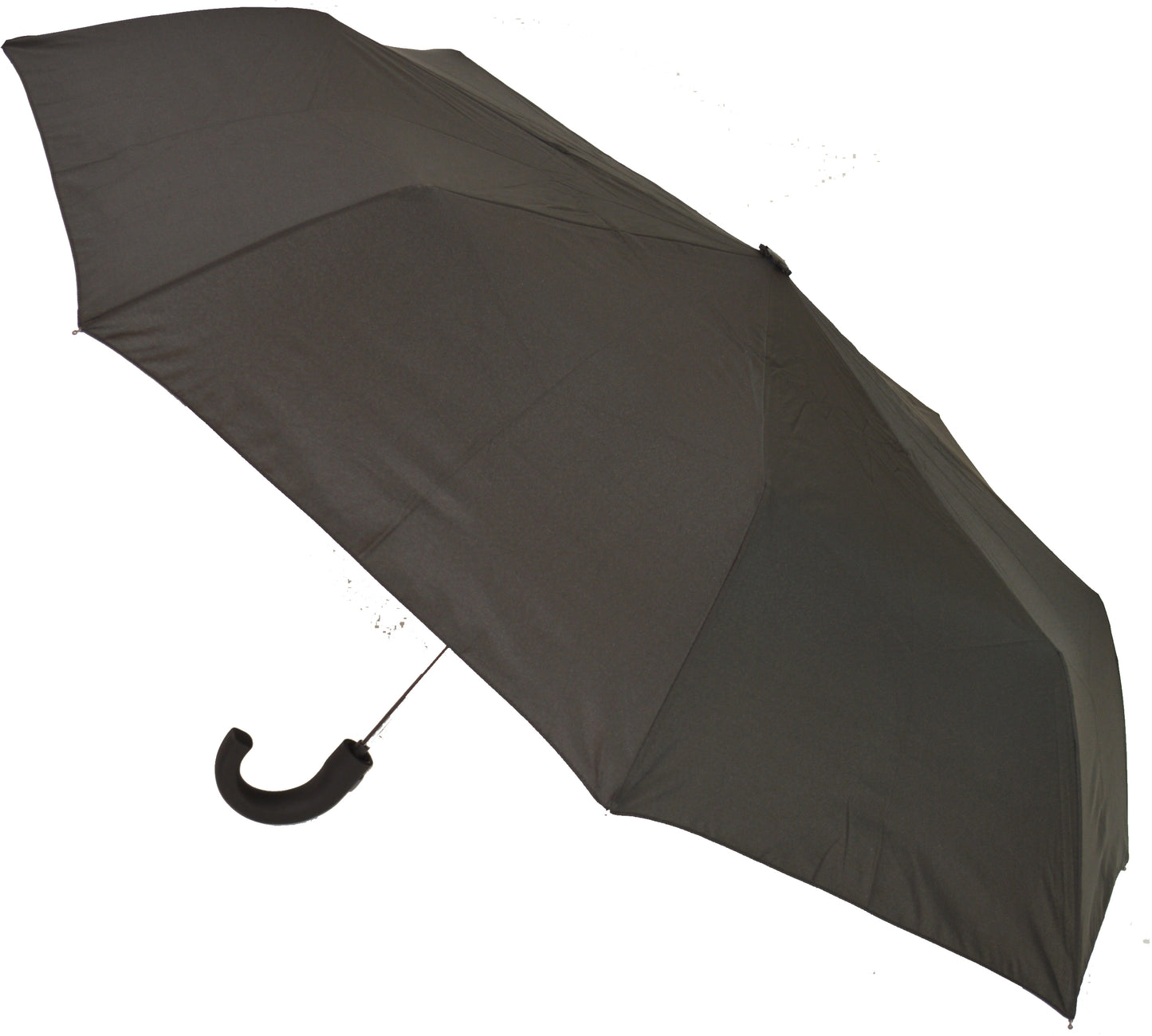 Gents Auto Compact Umbrella Black with hook handle