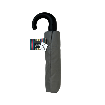Gents Auto Compact Umbrella Grey with hook handle