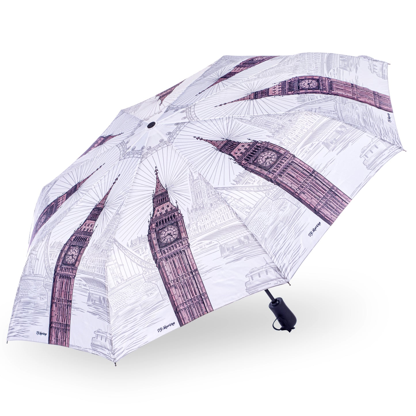 StormKing Folding City Umbrella London Black and White by Soake