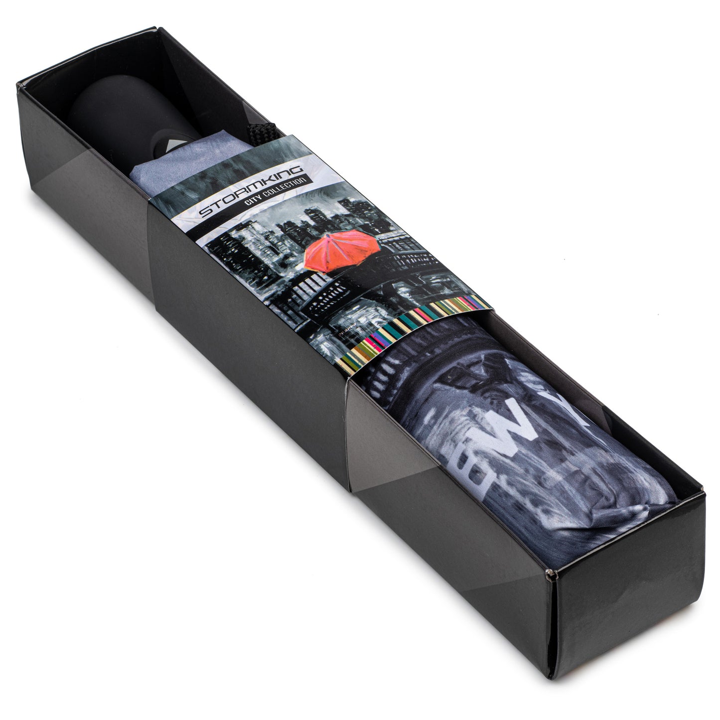 StormKing Folding City Umbrella New York Black and White by Soake