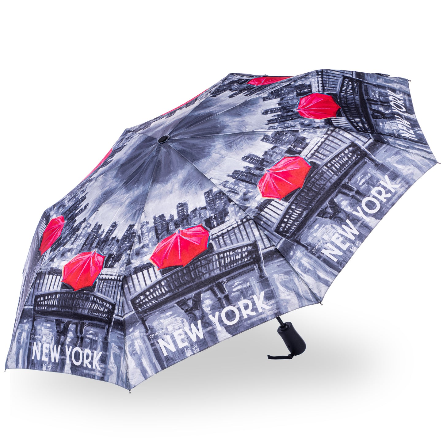 StormKing Folding City Umbrella New York Black and White by Soake