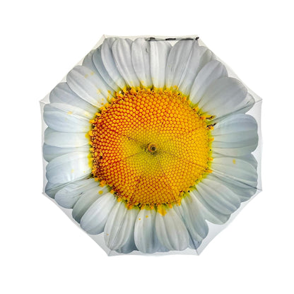 StormKing Floral White Daisy Classic Stick Umbrella